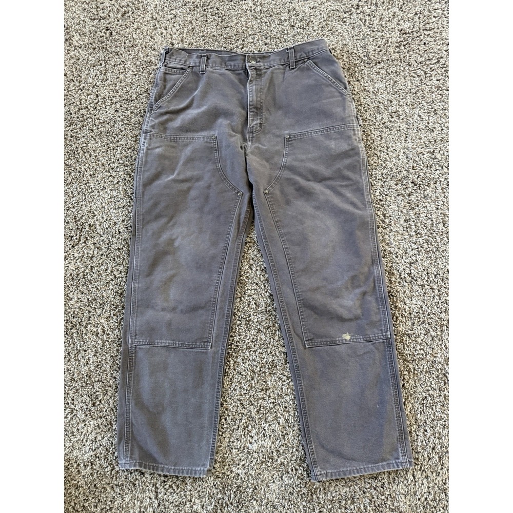 Carhartt Pants Mens 36x31 Brown Duck Dungaree Double Knee Workwear B136 DKB